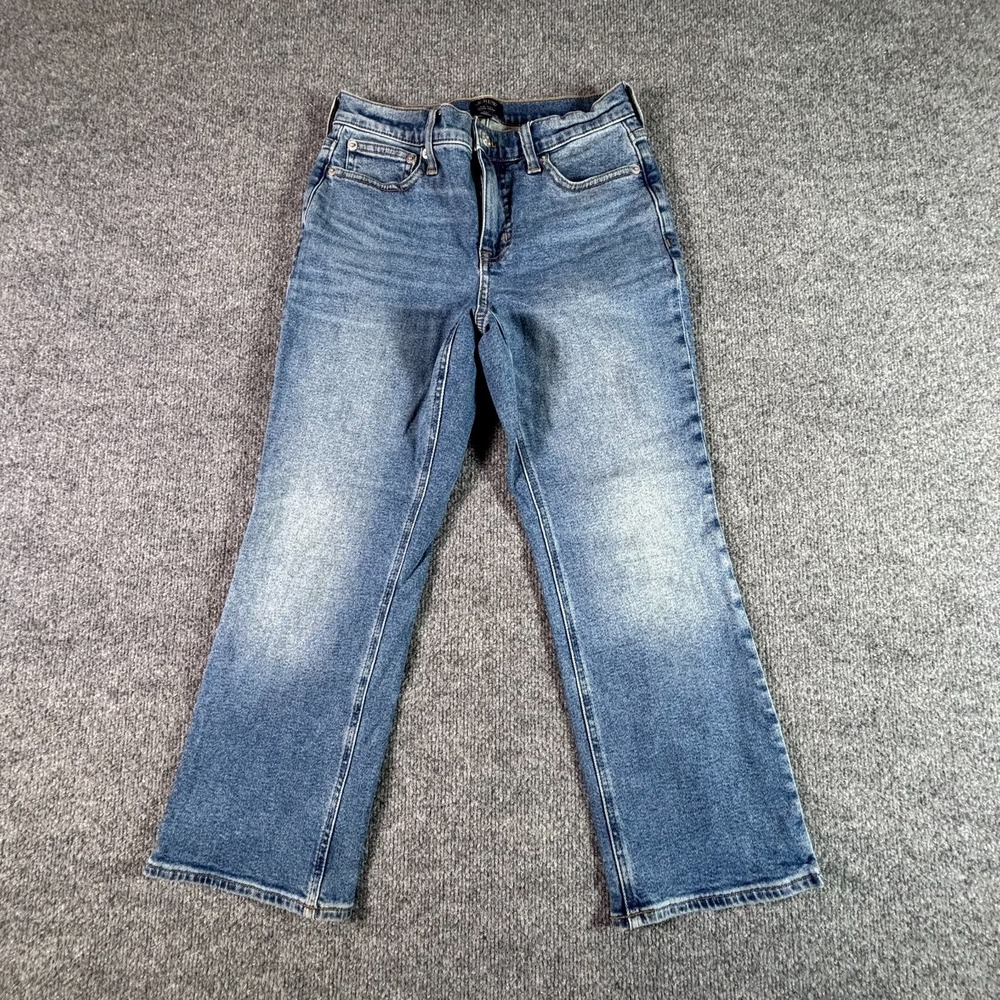 J.Crew Flared Jeans Womens 25x23 Blue Cotton Denim Cropped Faded Stretch MidRise